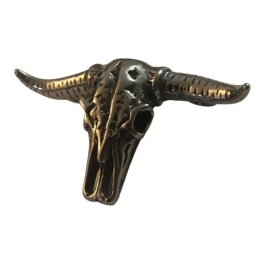 Men’s women’s 316L Stainless steel long horn skull pendant